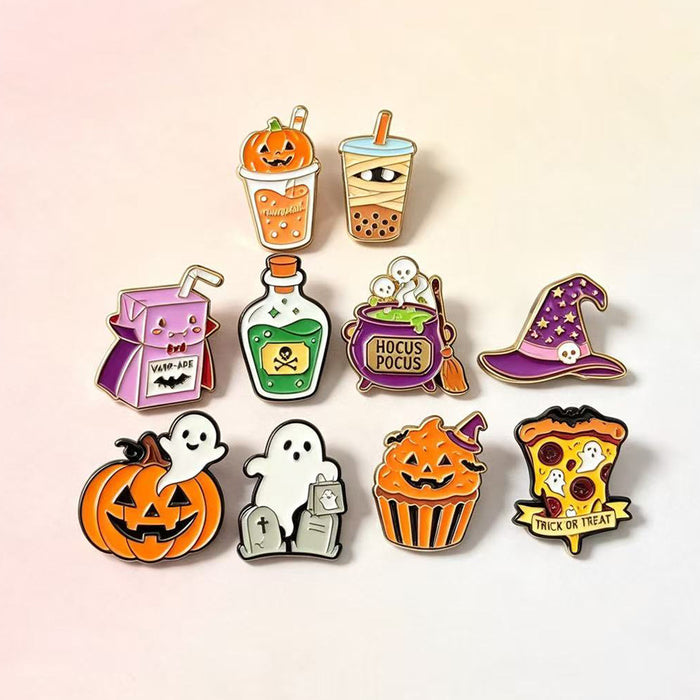 Wholesale Ghost Skeleton Pumpkin Brooch Enamel Alloy Badge Pin Fashion Accessory