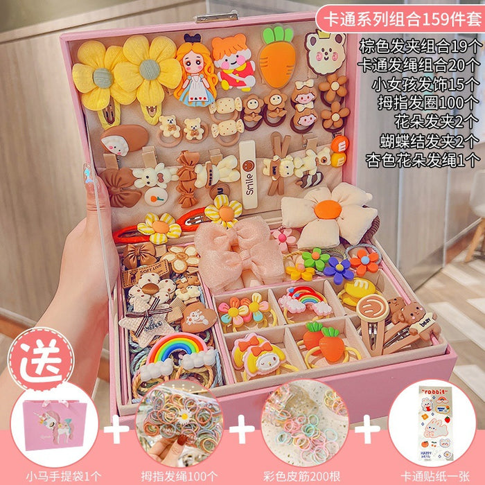Wholesale Children' s New Headwear Girl Birthday Gift Jewelry Box Princess Girl Hair Accessories Set Gift Box Baby Hair Clip