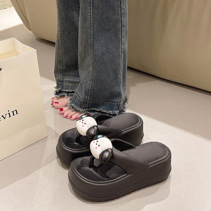 Wholesale anti odor non slip cute cartoon thick soled flip flops