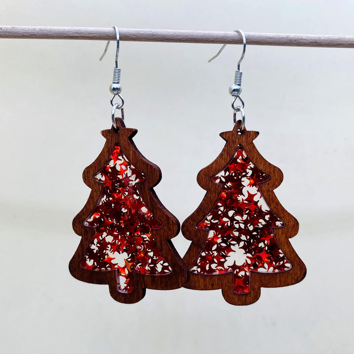 Wholesale Christmas lights,  red plaid acrylic earrings