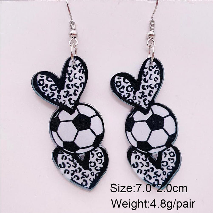 Wholesale football acrylic earrings lovely U-shaped leopard print earrings sports earrings jewelry