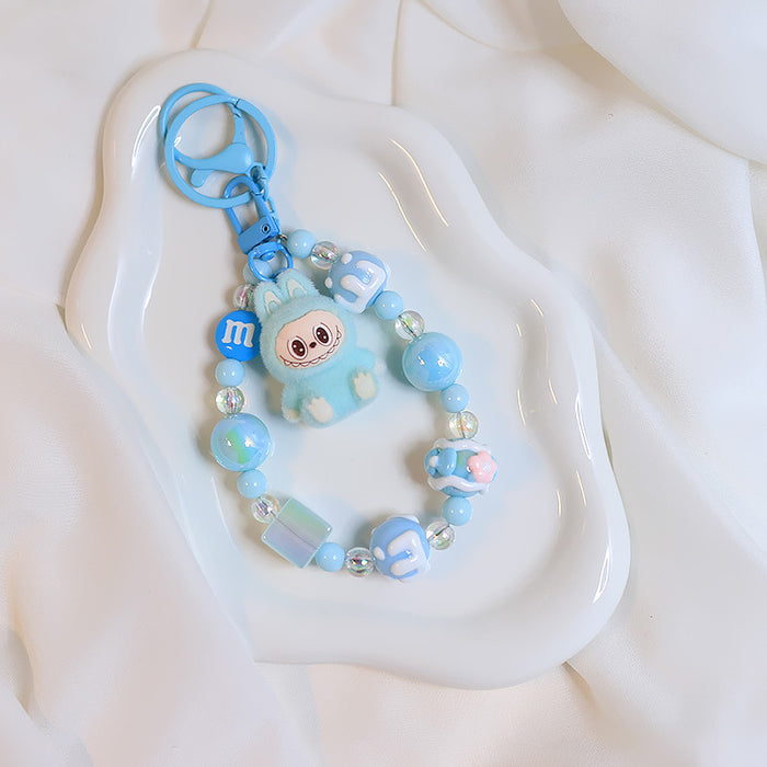 Wholesale Flocked Plush Keychain Cute Blind Bag Student Bag Beaded Chain Pendant
