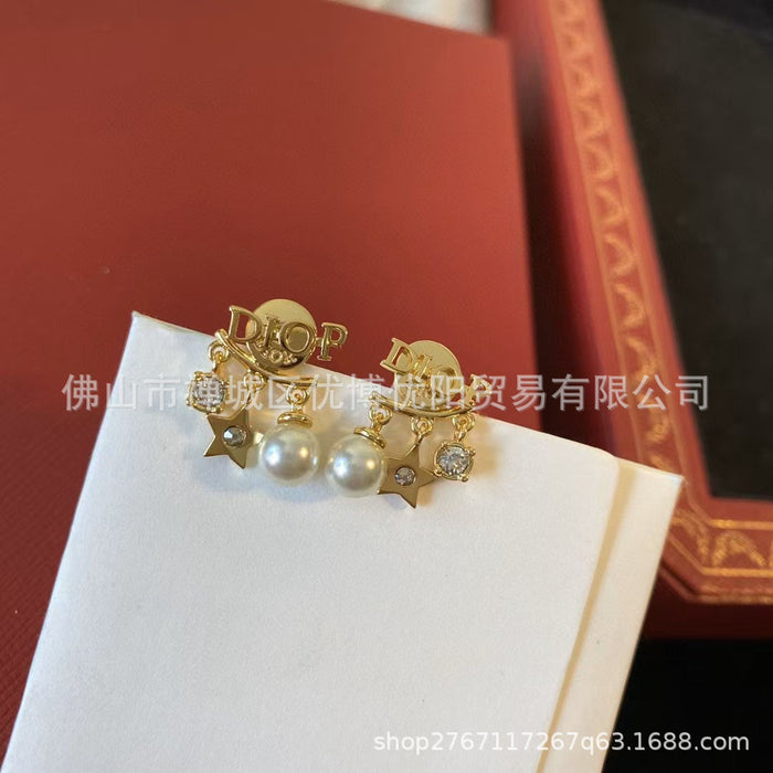 Wholesale letter tassel pearl earrings female