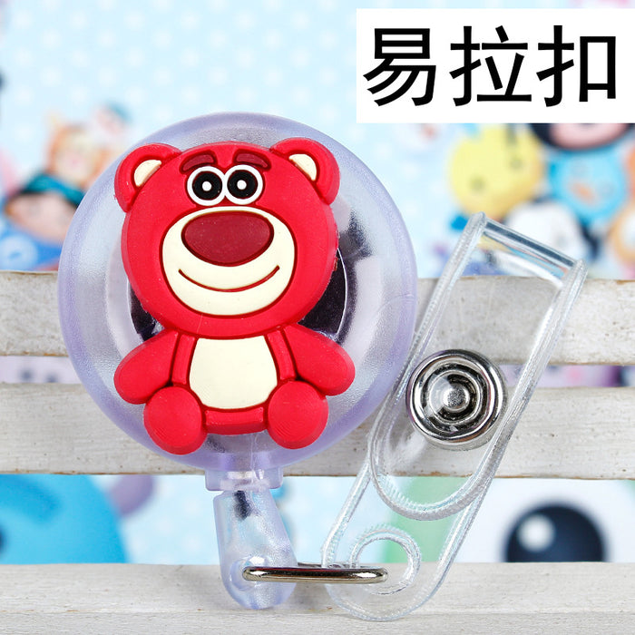 Wholesale Cartoon Badge Scroll Retractable Plastic Keychain JDC-KC-LuoKe004