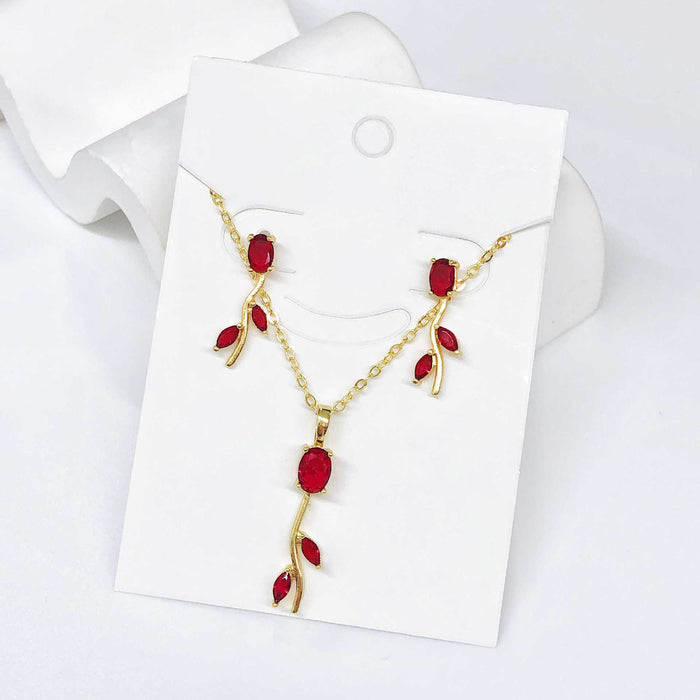 Wholesale Tulip Necklace and Earring Set Clavicle Jewelry