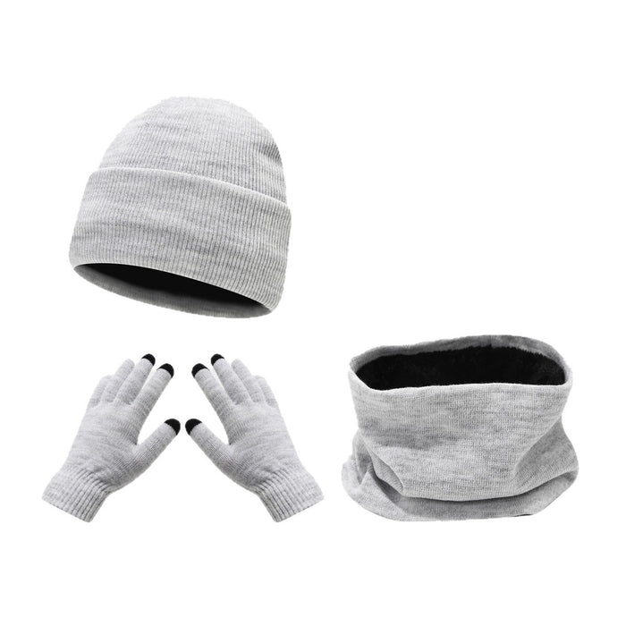 Wholesale Winter Outdoor Cycling Skiing Warm Solid Color Knit Hat Set