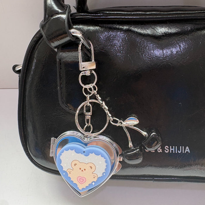 Wholesale Candy Cherry Heart Mirror Keychain Bag Charm Trendy Accessory