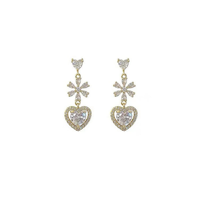 Wholesale Love flower diamond earrings female super flash
