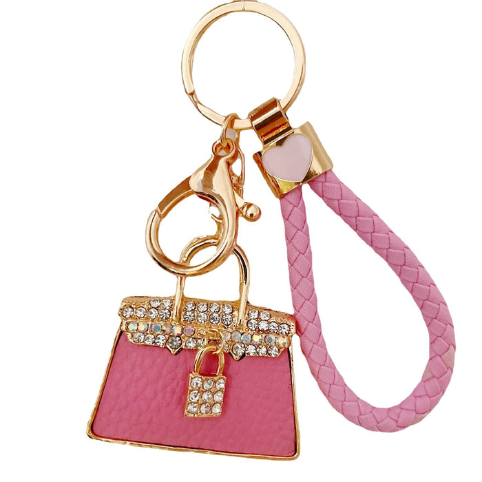 Wholesale Rhinestone Leather Handbag Alloy Keychain JDC-KC-ZhanLun002