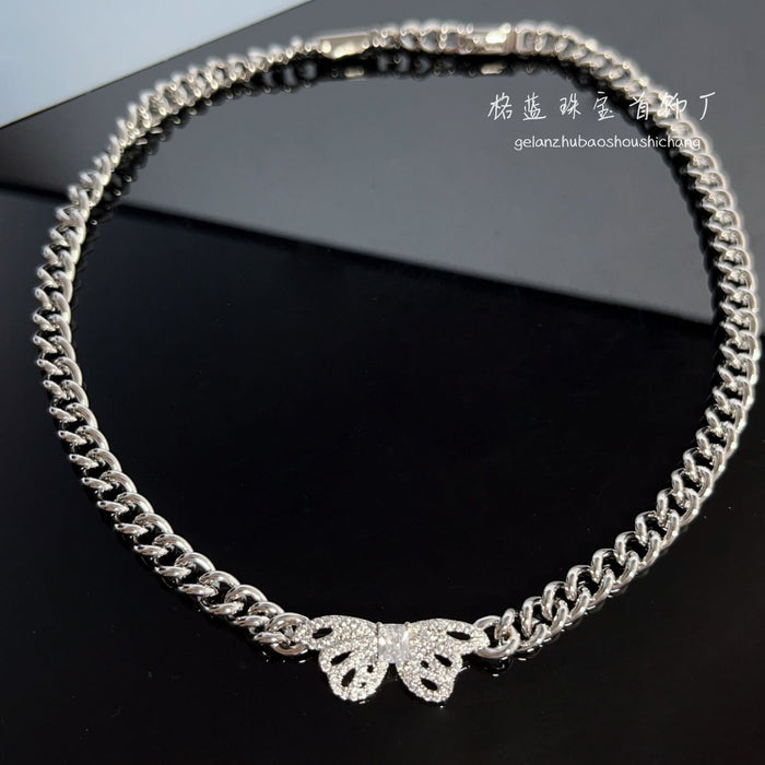 Wholesale Hejia withered leaf butterfly necklace, light luxury, high-end tailcoat butterfly earrings, niche butterfly seal, collarbone chain