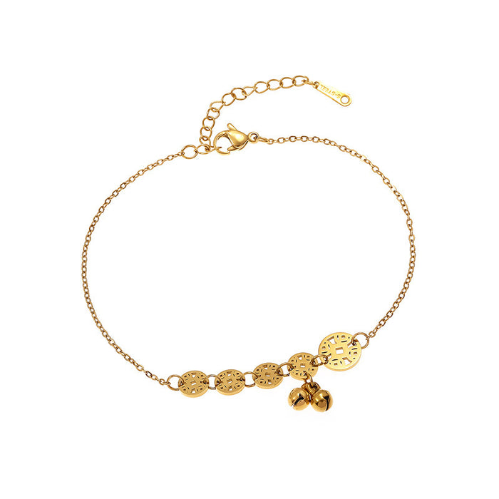 Wholesale Bell Titanium Steel Copper Coin Anklet