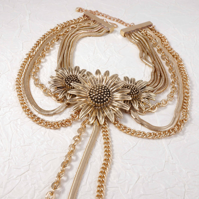 Wholesale Three-dimensional Flower Long Tassel Light Luxury Niche Women's Necklace