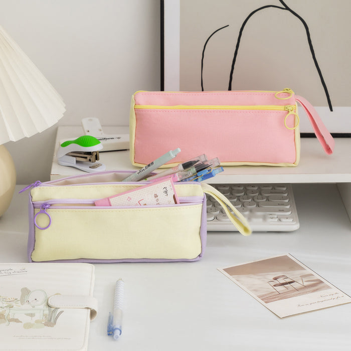 Wholesale Color-Blocked Student Pencil Case