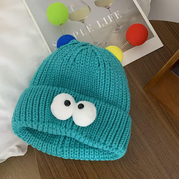 Wholesale Cartoon Big Eyes Small Monster Wool Hat for Children Autumn and Winter Cute Cute Funny Couple Knitted Hat