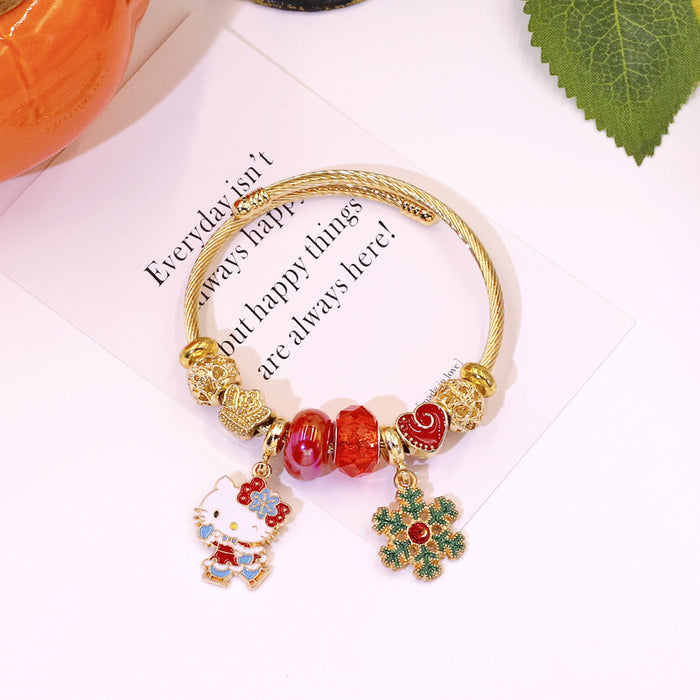 Wholesale Beaded Charm Bracelet Christmas Tree Cartoon Design MOQ≥2