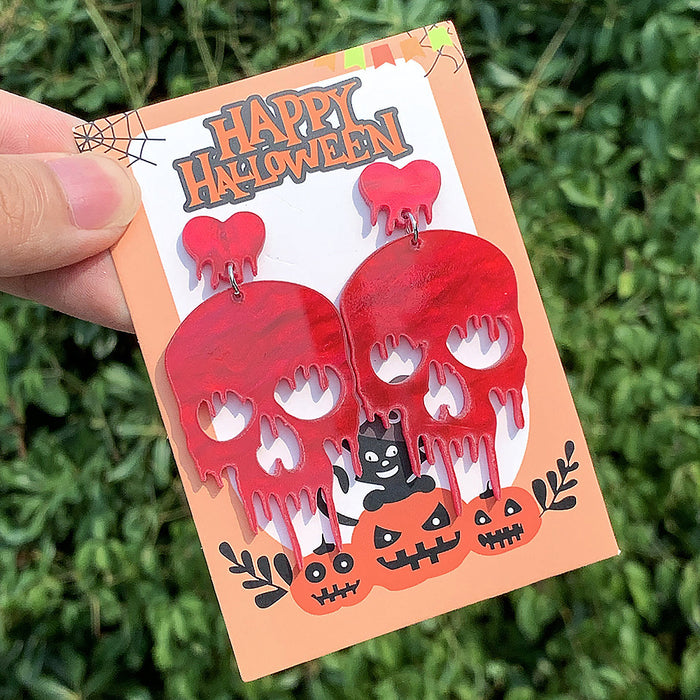 Wholesale  Acrylic Paint Earrings Ghost Personalized Long Earrings Holiday Earrings