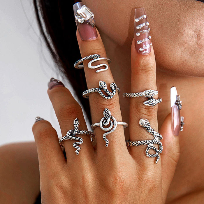 Wholesale Dark Heart 9-Piece Ring Set Punk Style Fashion Jewelry Accessory MOQ≥2