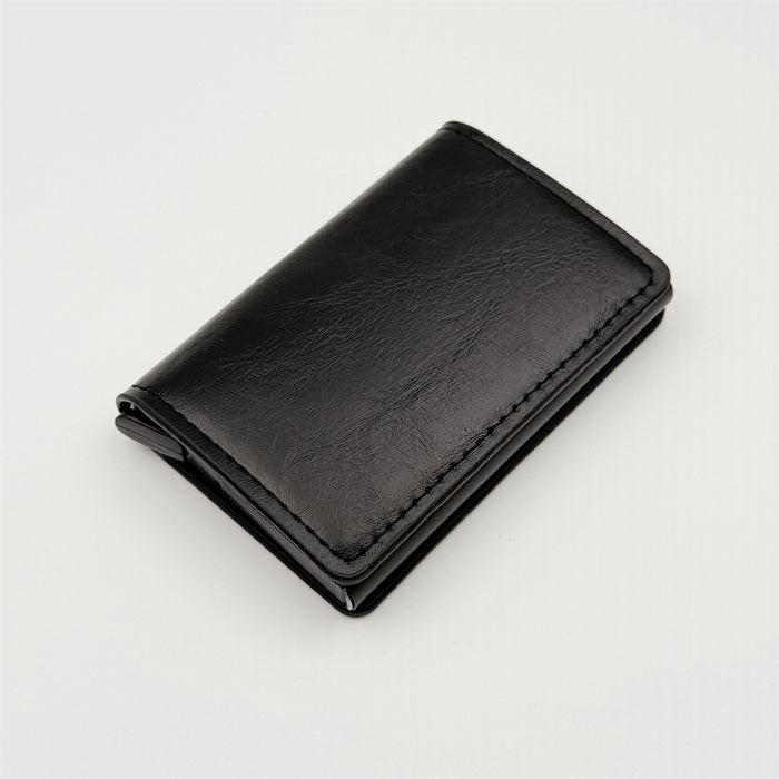 Wholesale Urban Simplicity Auto Eject Multi-Card Metal Case Wallet Carbon Fiber Black MOQ≥2