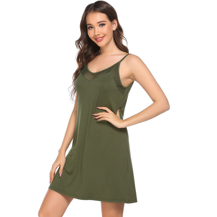 Wholesale Sleeping Skirt Summer Strap Sleeping Skirt Mesh Splicing Home Clothes Pajamas