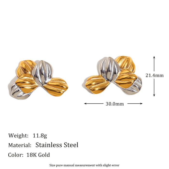 Wholesale Design Gold Earrings Stainless Steel Plated 18K Gold Double Color Mouth Christmas Tree Earrings for Women