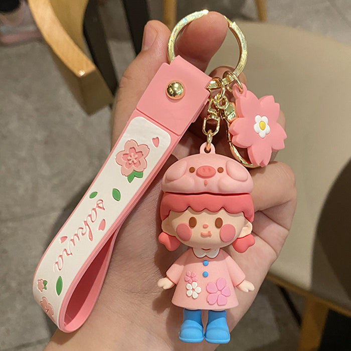 Wholesale Pink cherry blossom girl key chain
