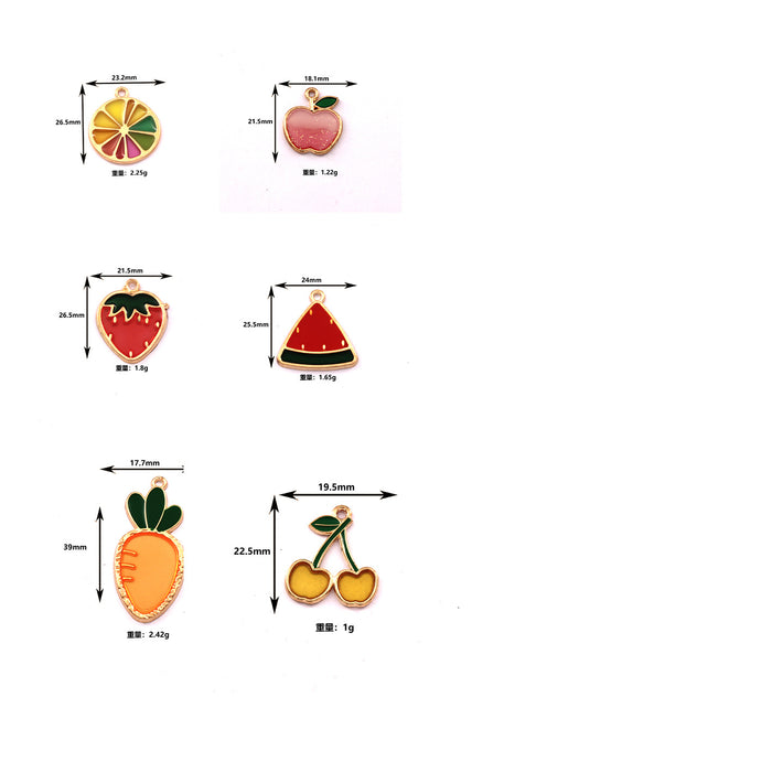 Wholesale 10pcs Personalized Transparent Hollow Fruit Alloy Oil Dropping Earrings Pendant Keychain Pendant Accessories