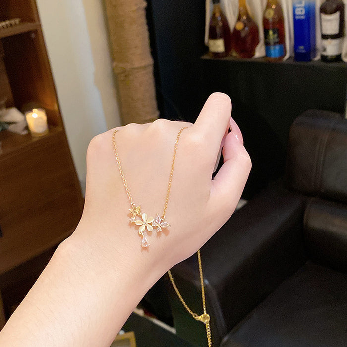 Wholesale Titanium Steel Micro Inlaid Zircon Clavicle Chain