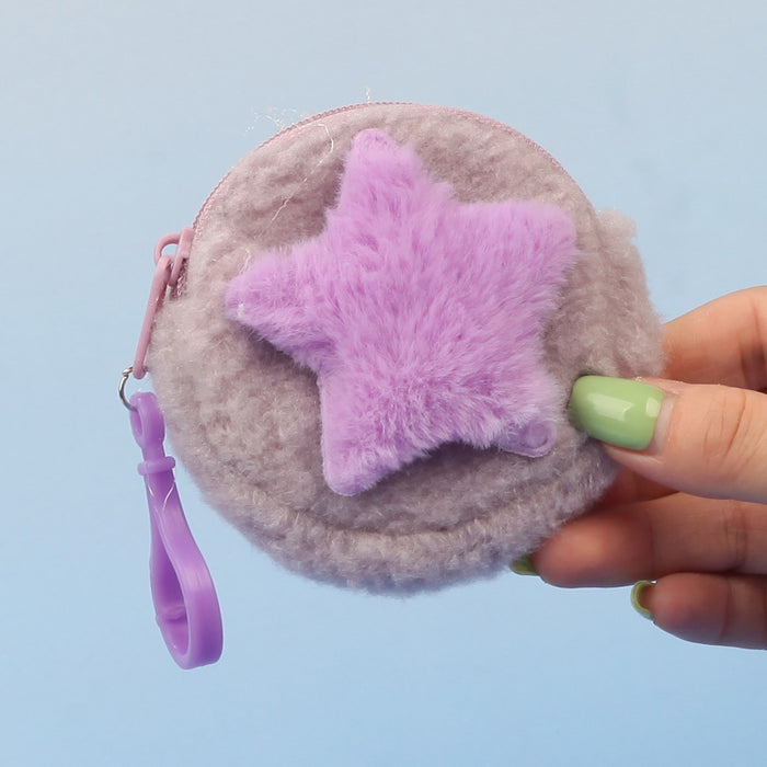 Wholesale Star Shaped Plush Pouch Boutique Coin Purse Earphone Bag Creative Pendant Gift