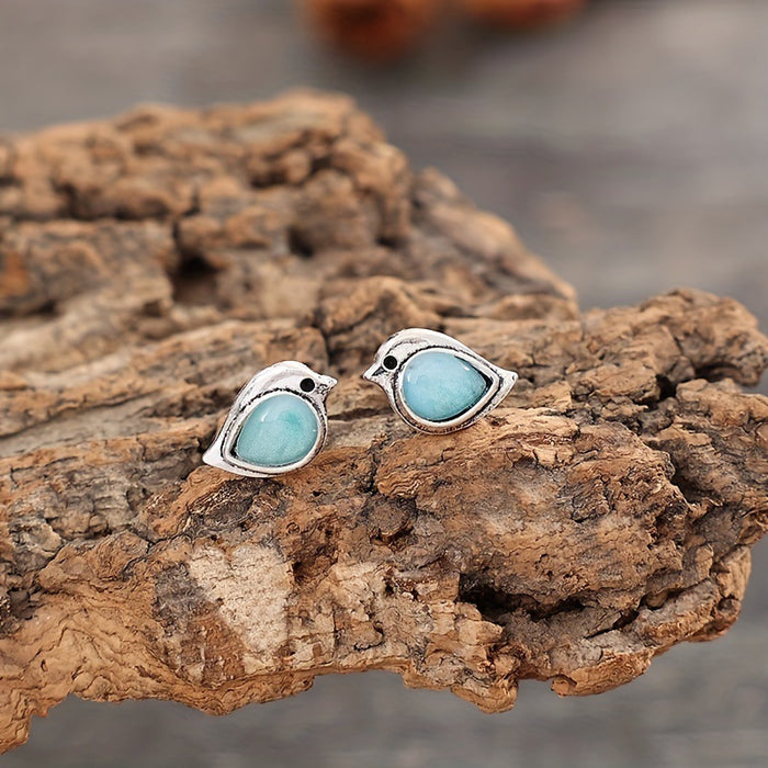 Wholesale Retro style sky blue earrings, fashionable and creative animal earrings