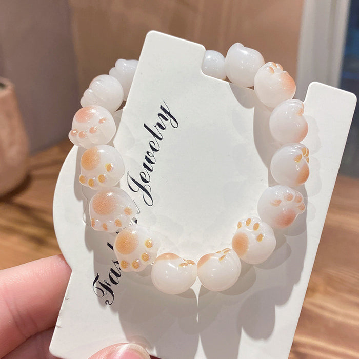 Wholesale Cute Large Resin Cat Claw Bead Bracelet Student Gift MOQ≥2