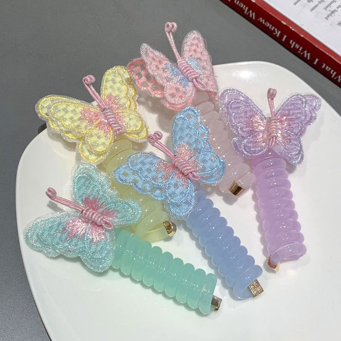 Wholesale Children's Fairy Butterfly Phone Cord Hair Scrunchies Cartoon Hair Tie Braided Hair Rope