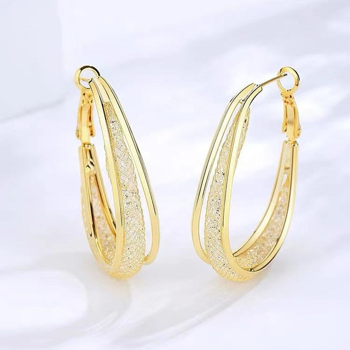 Wholesale Metal gold-plated crystal earrings
