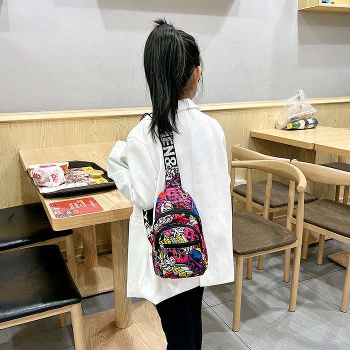Wholesale New fashionable children's shoulder crossbody bag with casual and personalized printed chest small back bag