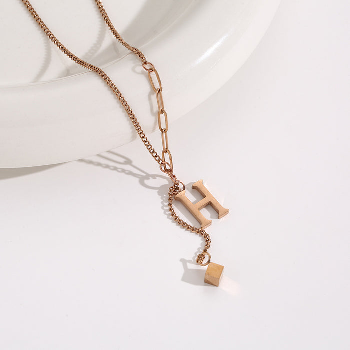 Wholesale Titanium Steel " H"  Letter Necklace