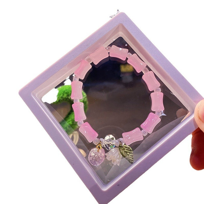 Wholesale Chic Flower Strawberry Bamboo Bracelet - Glass Colored Glaze Jewelry MOQ≥2