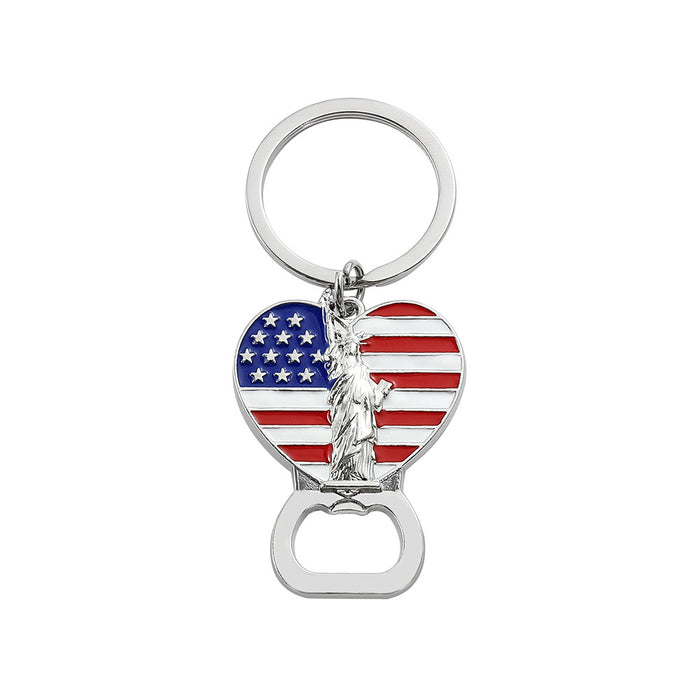 Wholesale 5PCS Independence Day Bottle Opener Shape Zinc Alloy Keychain JDC-KC-GYu003