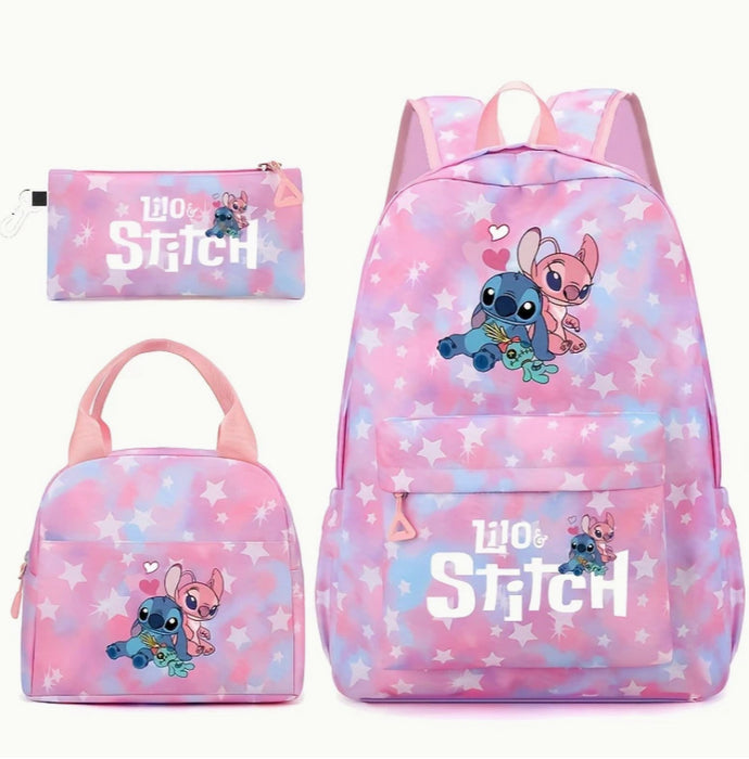 Wholesale Colorful cartoon pattern three-piece set casual large-capacity student backpack bags