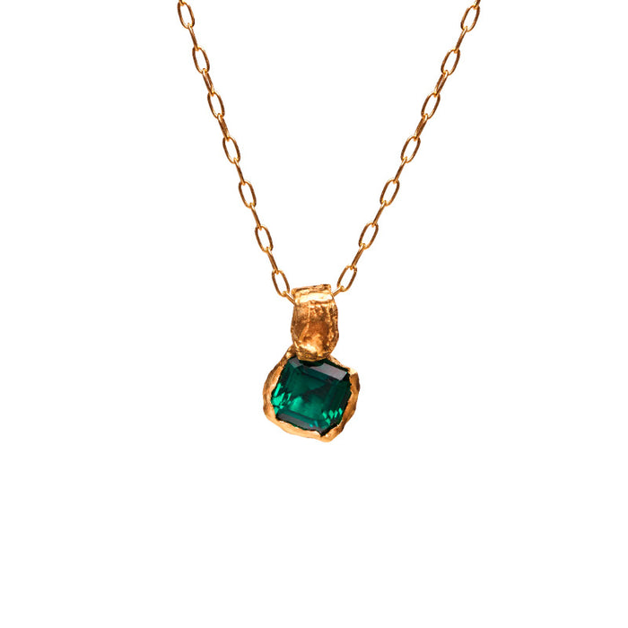 Wholesale Birthstone Zircon Pendant Necklace Clavicle Chain Gold plated