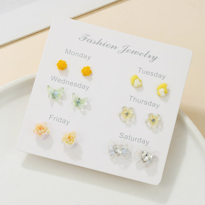 Wholesale 6Pcs Fruit Earring Set Strawberry Dopamine Earrings Alloy Drip Oil Fashion Accessory For Party Gift