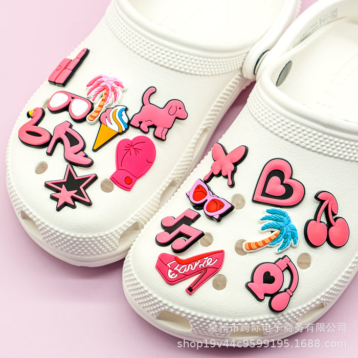 Wholesale New Pink Casual Series Shoes Flower Shoes Buckle Hole Slippers Sports Bracelet Hole Bag Accessories Decorative Buckle