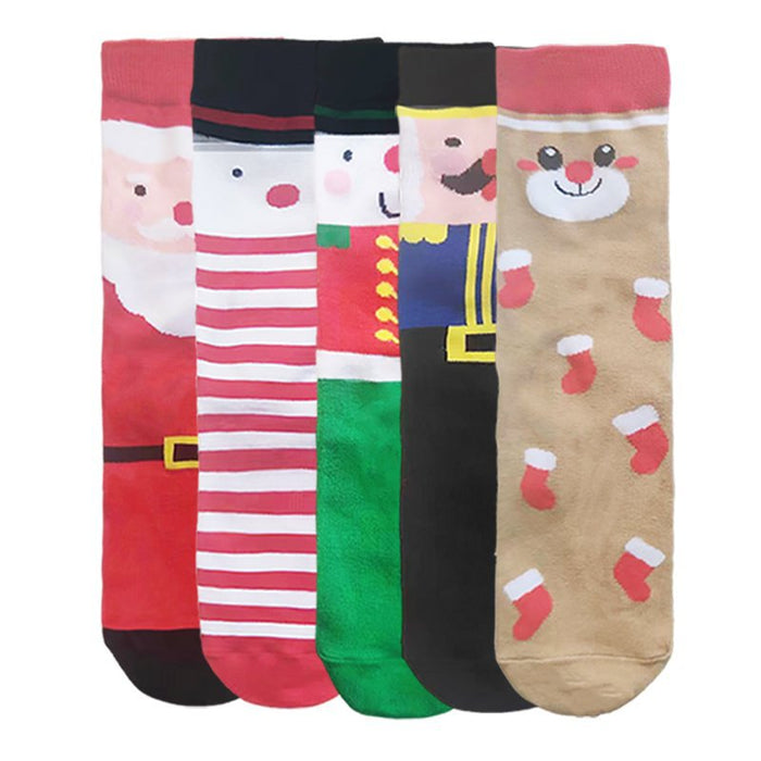 Wholesale Christmas Women's Elk Cartoon Cotton Middle Tube Socks JDC-SK-HuiHe044