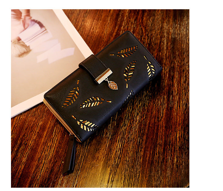 Wholesale Hollow Leaf Long Large Capacity Wallet JDC-WT-HongY007