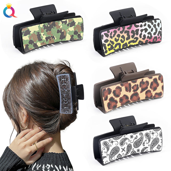 Wholesale  leopard print retro square Hair Clips