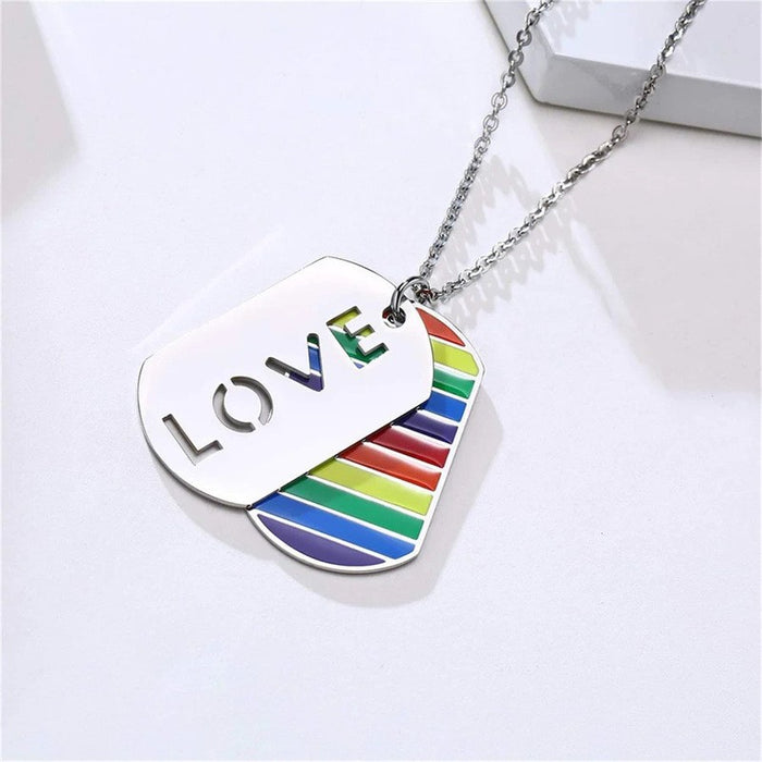 Wholesale jewelry Rainbow Necklace Double Layer Color Stainless Steel