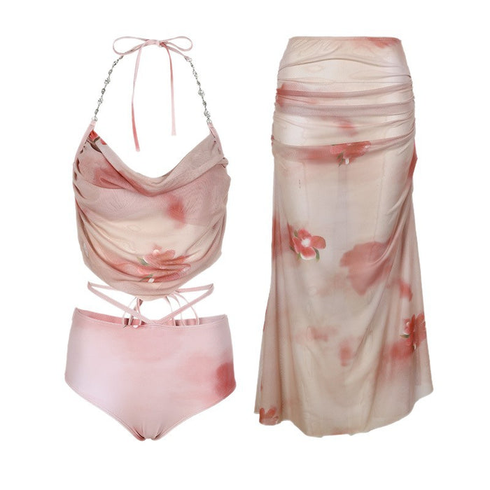 Wholesale Bikini swimsuit new split three piece set sexy long skirt hot spring vacation style swimsuit