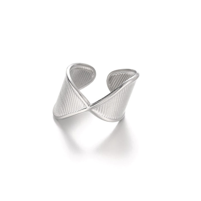 Wholesale Elegant design with textured openwork  a unique and minimalist stainless steel ring
