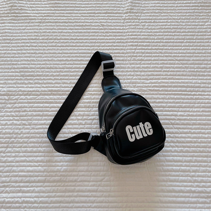 Wholesale Children's bag, letter PU chest bag, contrasting crossbody bag, lightweight backpack