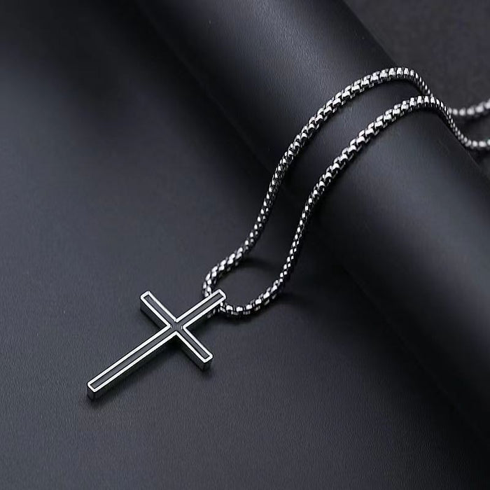 Wholesale New Titanium Cross Necklace, Couple Style, Stainless Steel Pendant, Sweater Chain Accessory