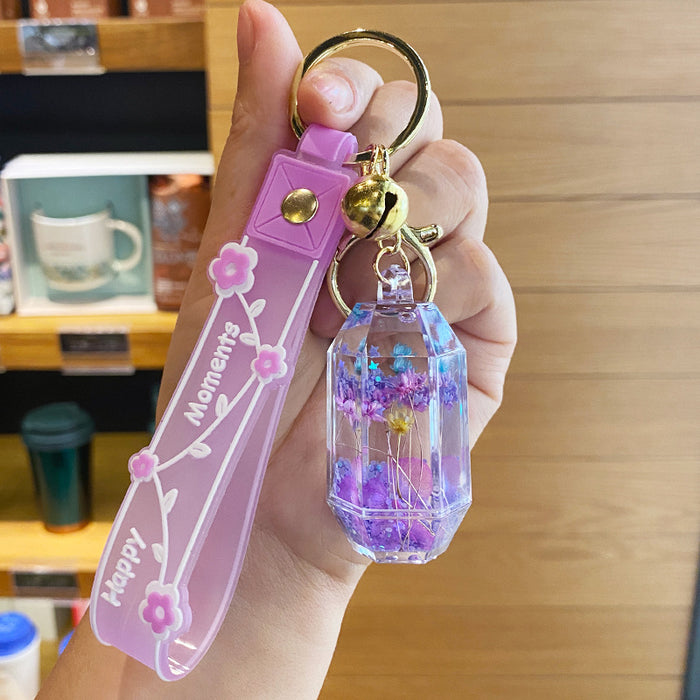Wholesale Oil-flowing Quicksand Sakura Keychain