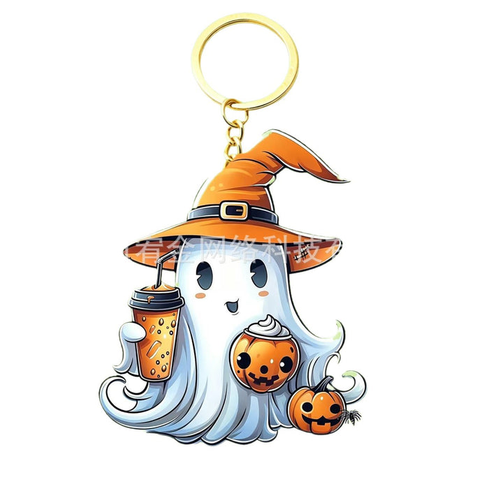 Wholesale Acrylic Keychain Witch Hat Pumpkin Design Party Car Key Accessory MOQ≥10